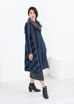 Petale Coat in Silver/Blue